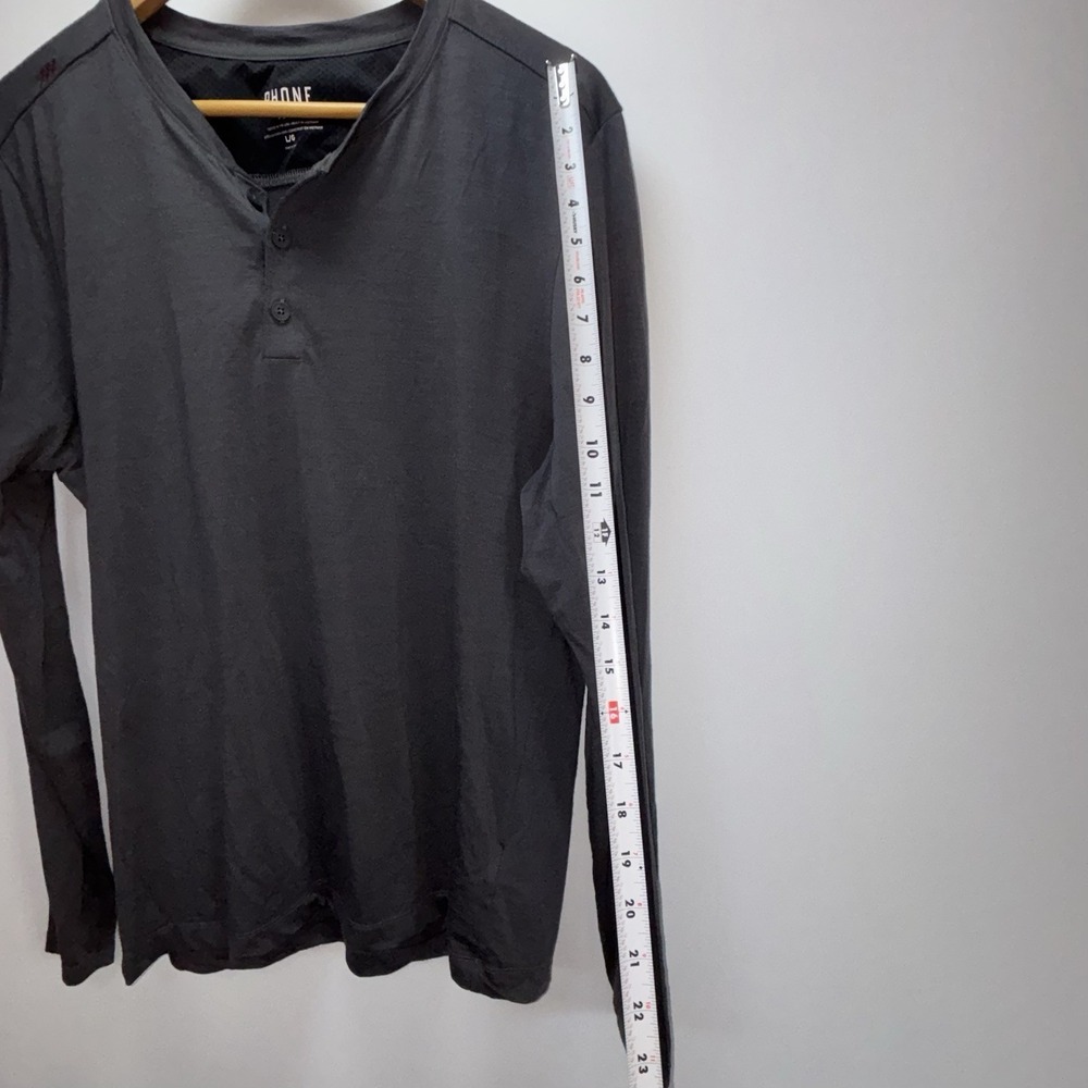 Rhone Merino Wool Long Sleeve Henley Shirt Gray Men's Large Performance - Picture 6 of 9